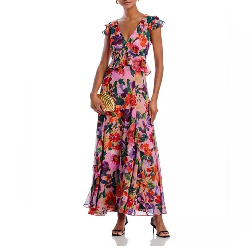 Aqua Flutter Sleeve Maxi Dress